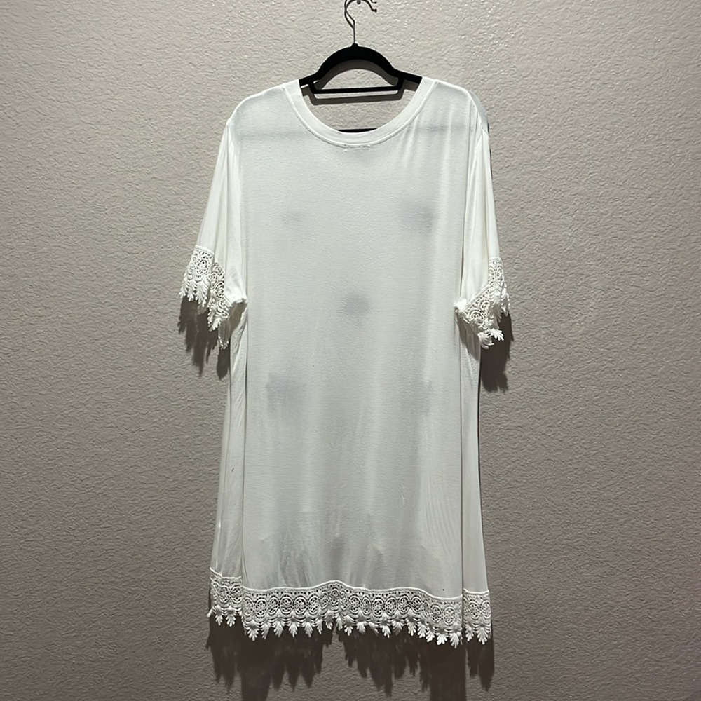 Hannah Women’s Shirt Dress Floral Embroidered  Crochet Plus Sz 2X Knee Length - Picture 8 of 8